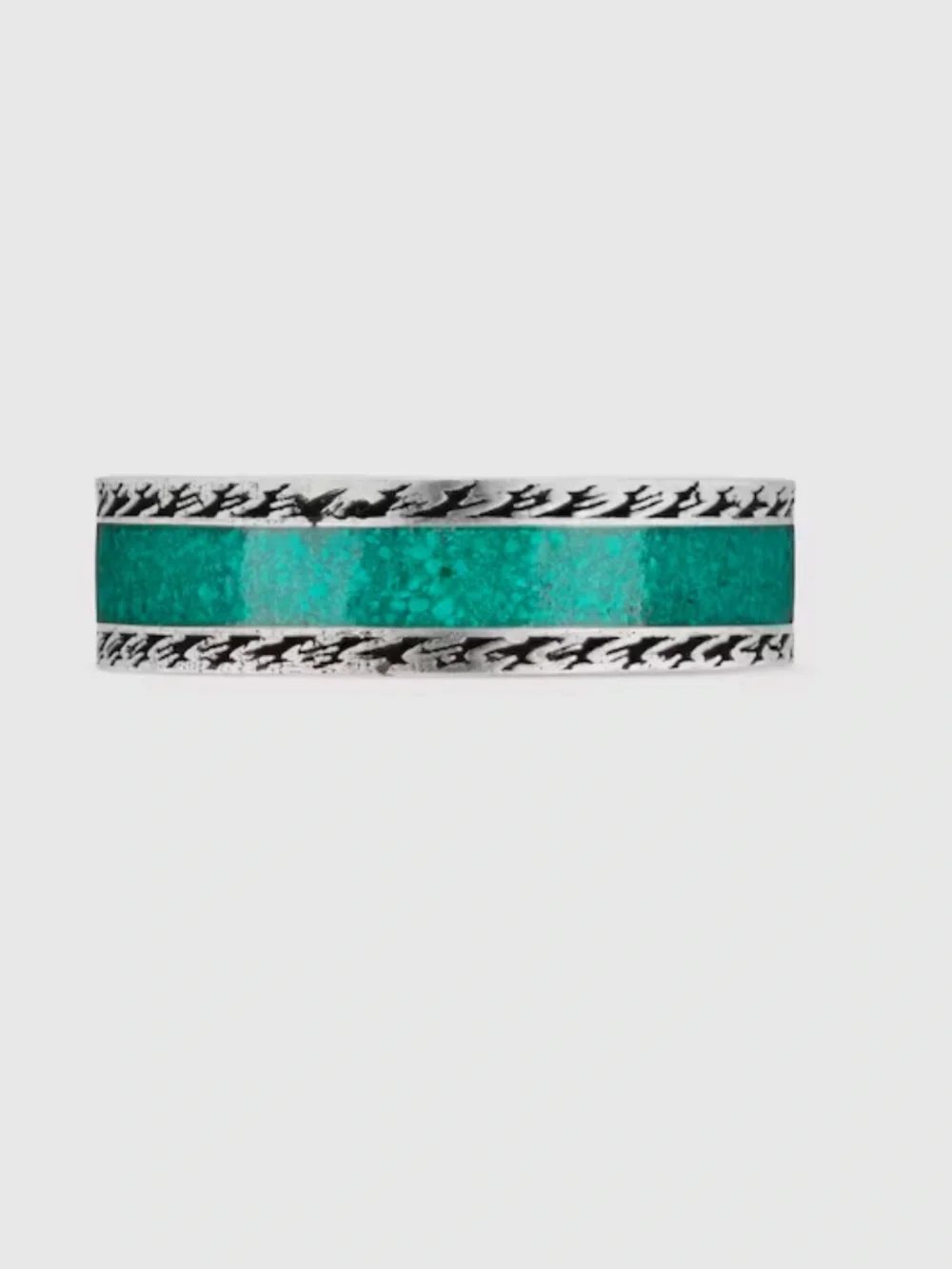 NWT GUCCI INTERLOCKING G RING STERLING SILVER TURQUOISE ENAMEL DESIGNER SIZE: 21